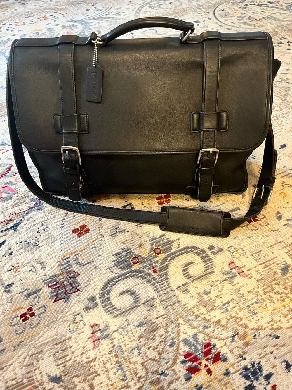 Vintage Madison 5325 Coach Black Leather Messenger Briefcase
